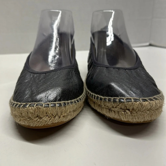 Free People FP Maya Espadrille Slip On Ballet Flats Shoes Flat Metallic Silver 8 - Picture 4 of 9